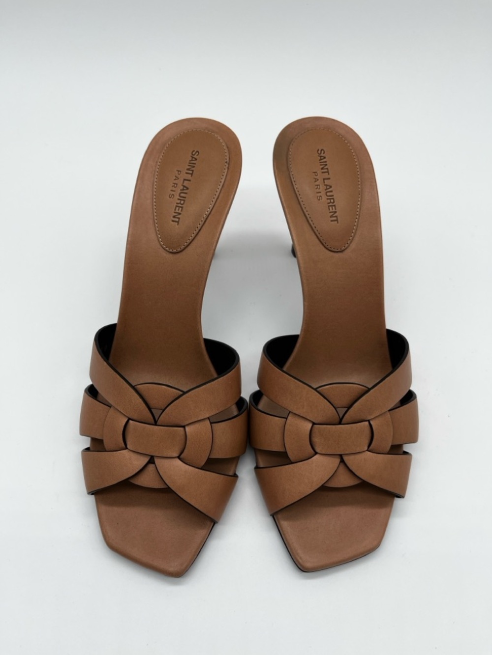 Saint Laurent Tribute 85 Mule Heels Woven Leather Brown - 37 (US 7) - Picture 4 of 11